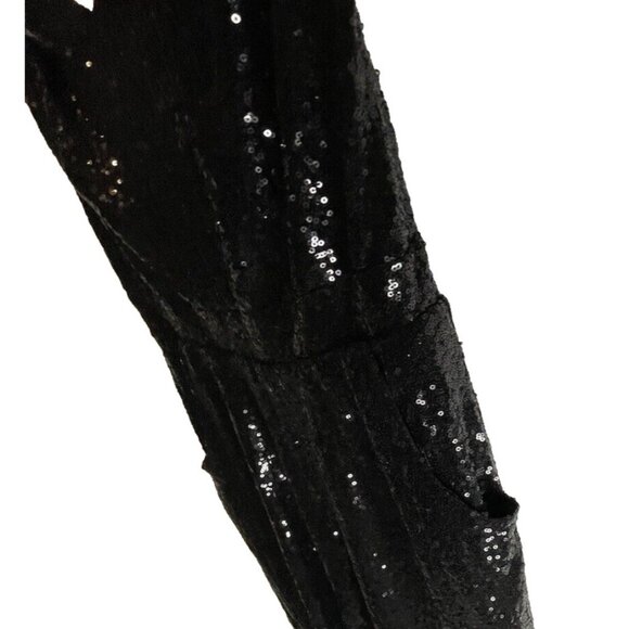 Black Sequin Strapless Jumpsuit 2X Long Pants Black Stretch Curvy Sense Pull On - Picture 15 of 16